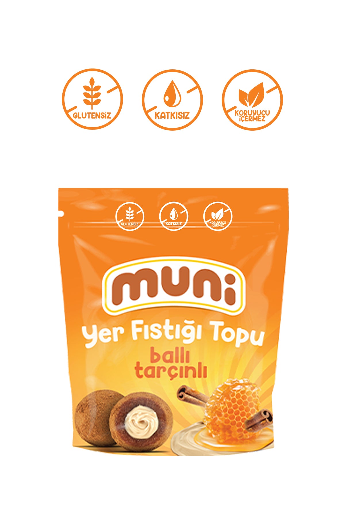 muni Glutensiz, Katkısız Ballı Tarçınlı Yer Fıstığı Topu