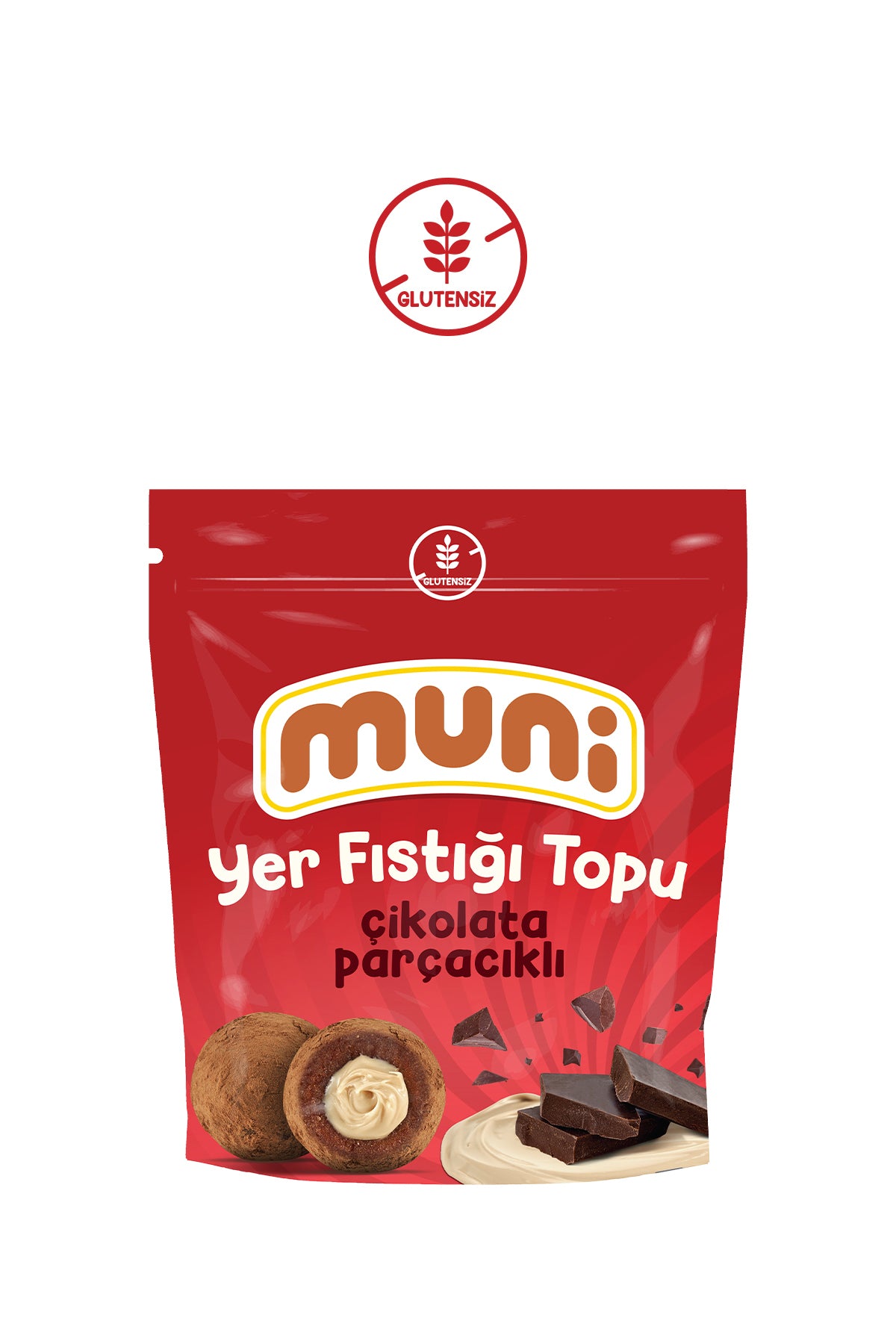 muni Glutensiz Çikolata Parçacıklı Yer Fıstığı Topu