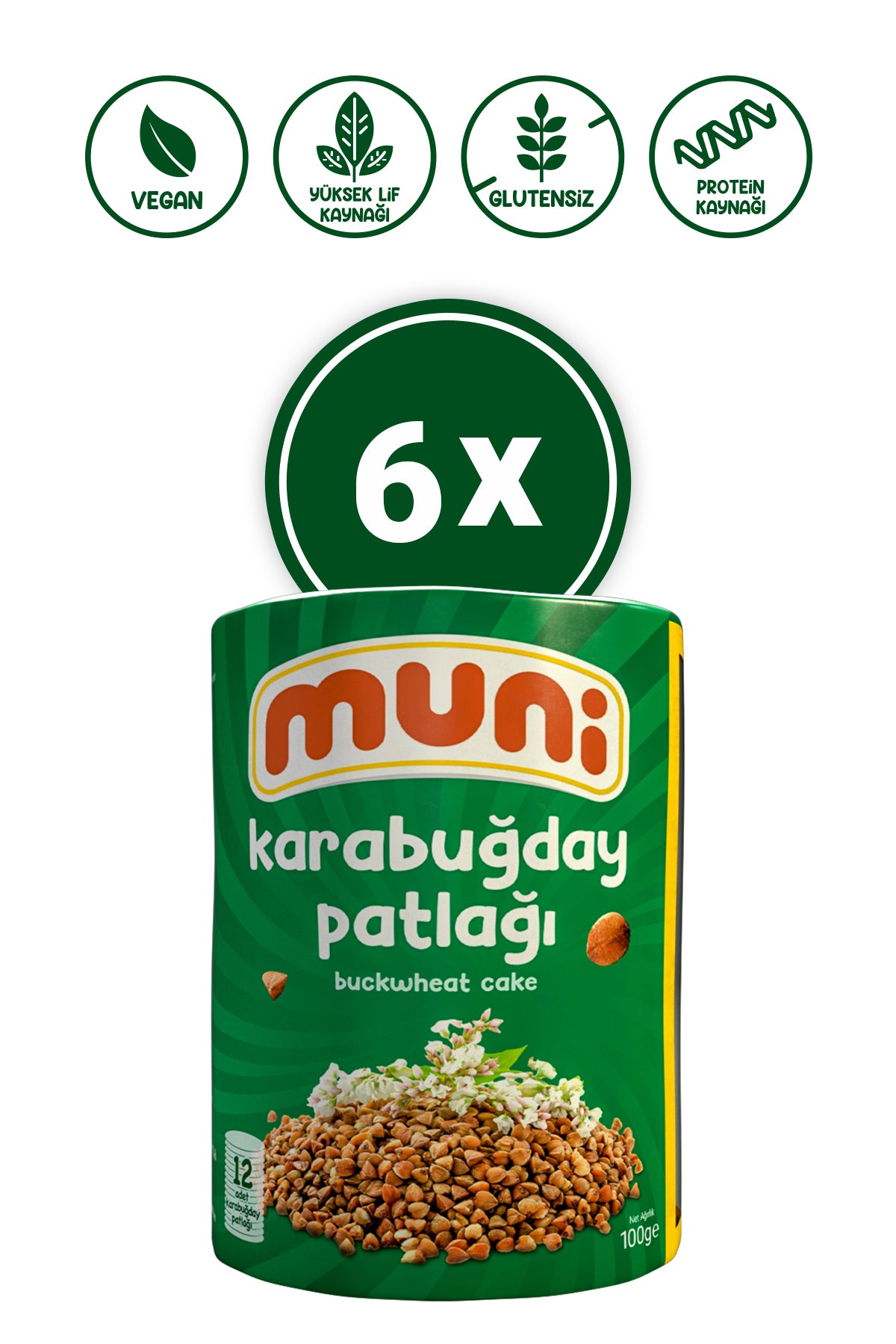 muni Glutensiz Karabuğday Patlağı 100 gr 6'lı