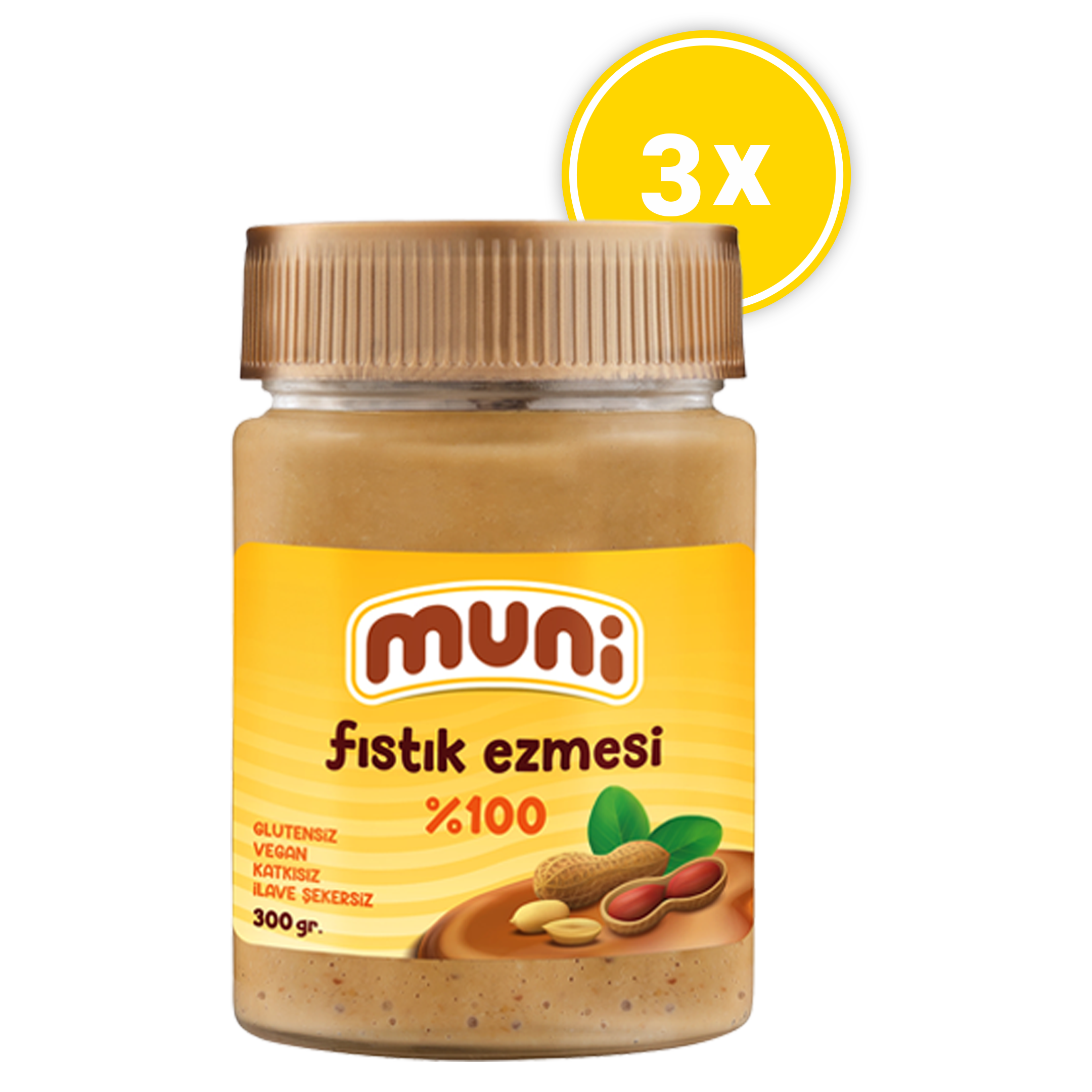 100% PEANUT BUTTER X3