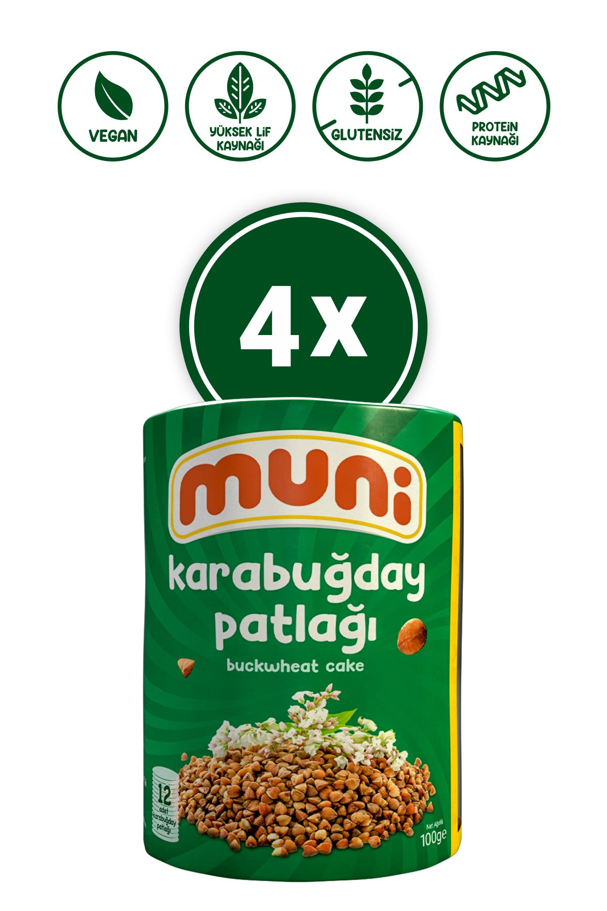 muni Glutensiz Karabuğday Patlağı 100 gr 4'lü
