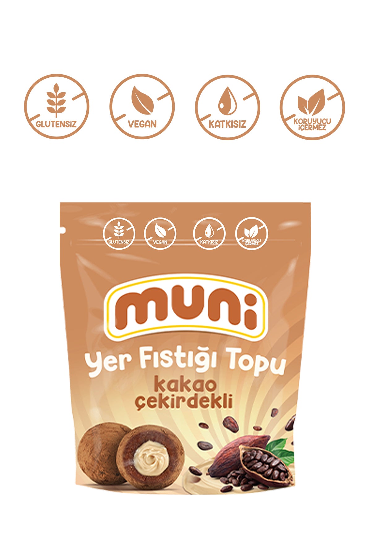 muni Glutensiz, Katkısız Kakao Çekirdekli Yer Fıstığı Topu