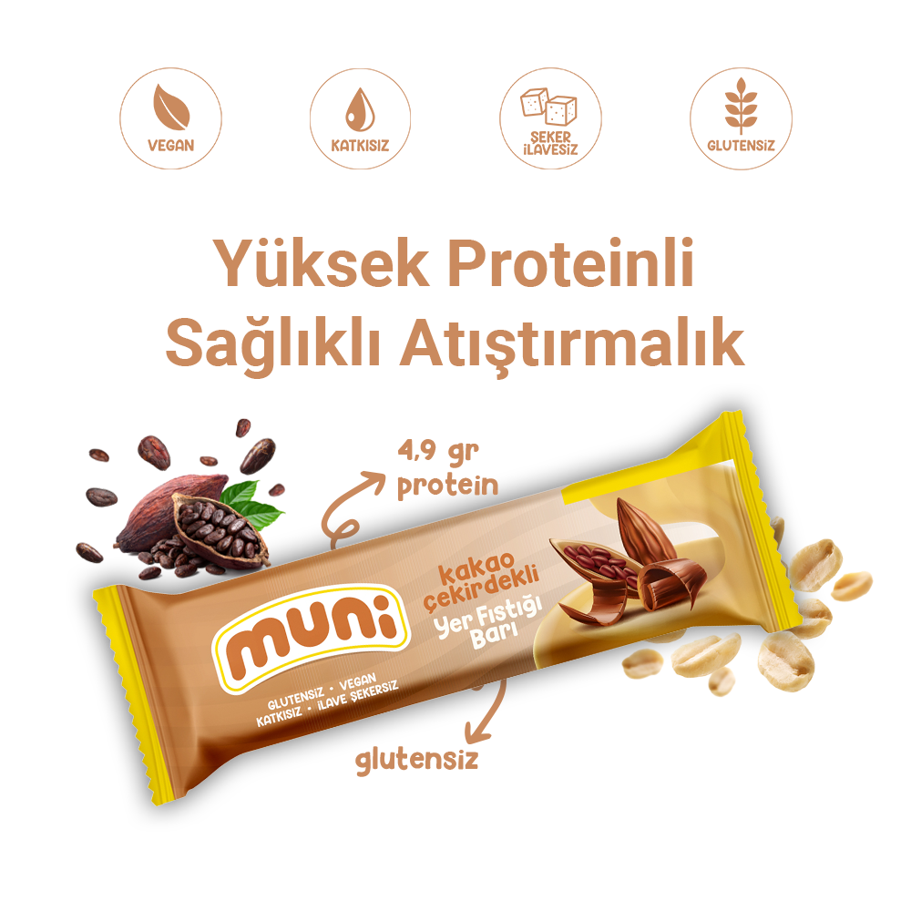 Kakao Çekirdekli Yer Fıstığı Barı, 40 G X 12 Adet