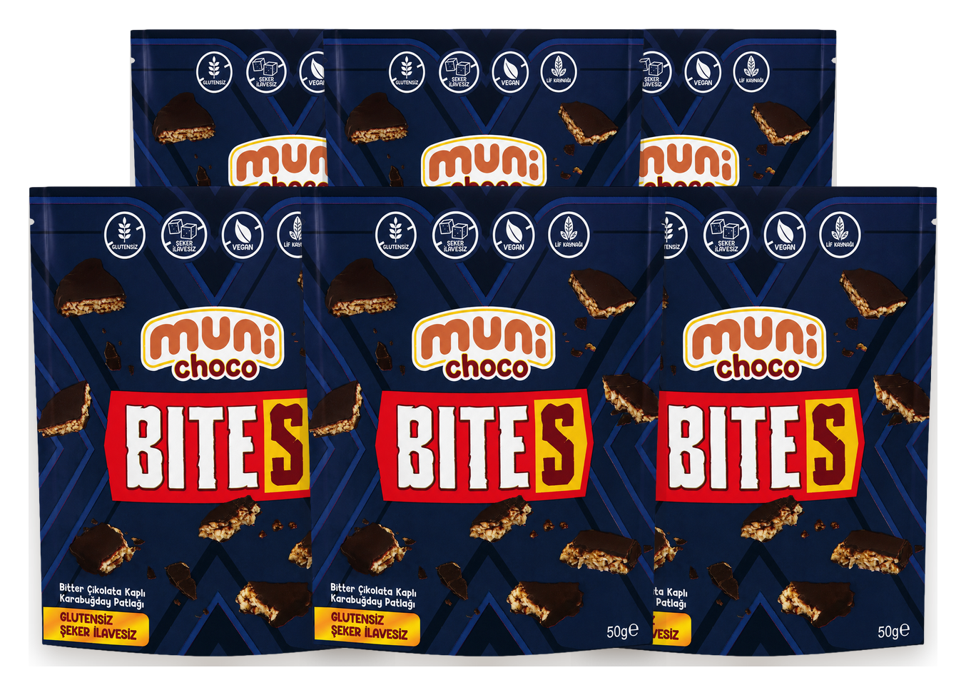 muni BITES Bitter Çikolata Kaplı Karabuğday Patlağı 6'lı