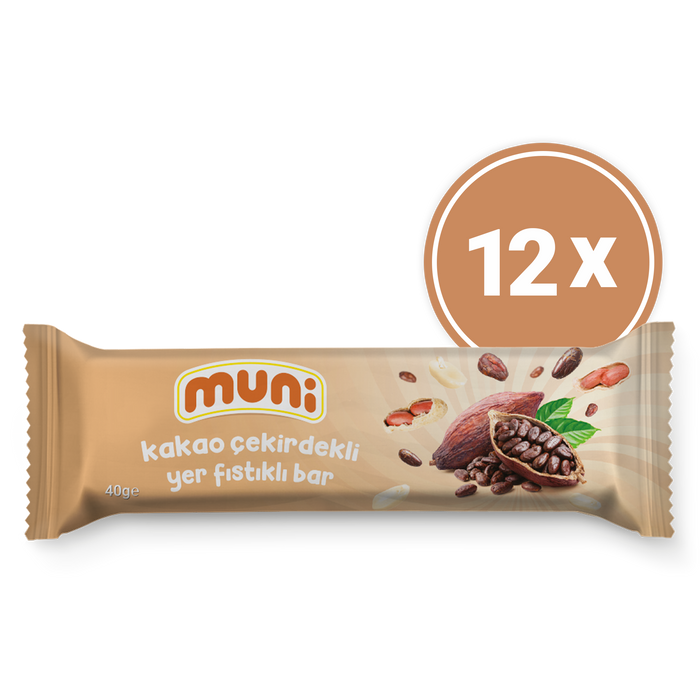 Cacao Nib Peanut Bar, 40 g × 12