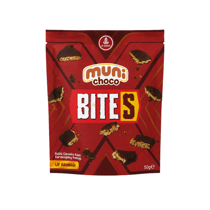 muni BITES Sütlü Çikolata Kaplı Karabuğday Patlağı 50g ön